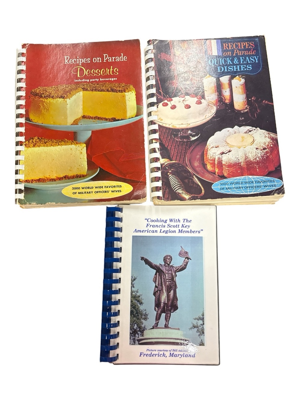 Cookbook Set of 3  Recipes on Parade Desserts & Easy Dishes & Francis Scott Key